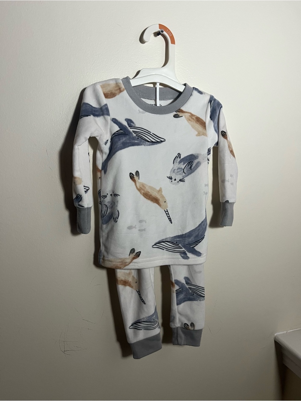 Carter's White Nautical Animal Two-Piece Pajama Set with Gray Trim
